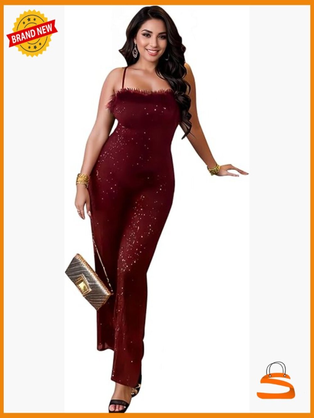 Sequin Mesh Sparkly Jumpsuit Women's Bodycon Wide Leg Party Romper